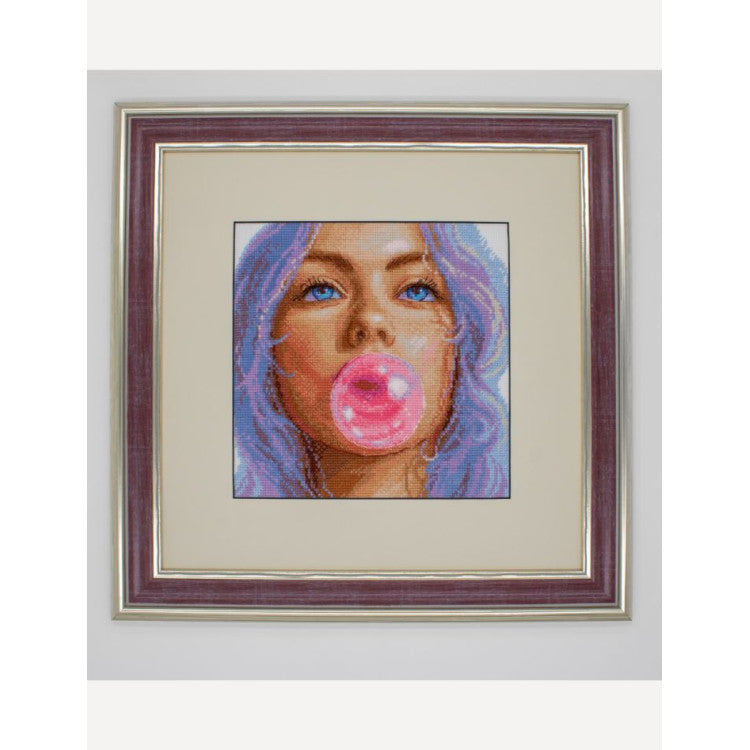 Aine Cross Stitch Kit A1032 Bubblegum Dreams – Modern Portrait on 14 Aida