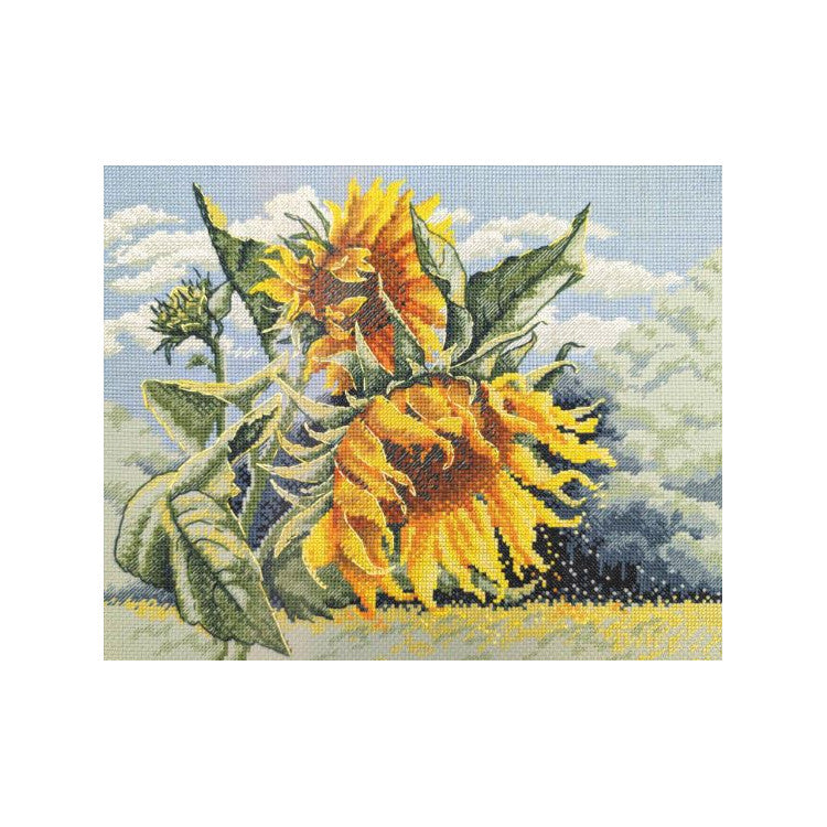 Kit de punto de cruz Aine SRA1033 Sunflowers in the Wind – Girasoles al Viento 30x24 cm