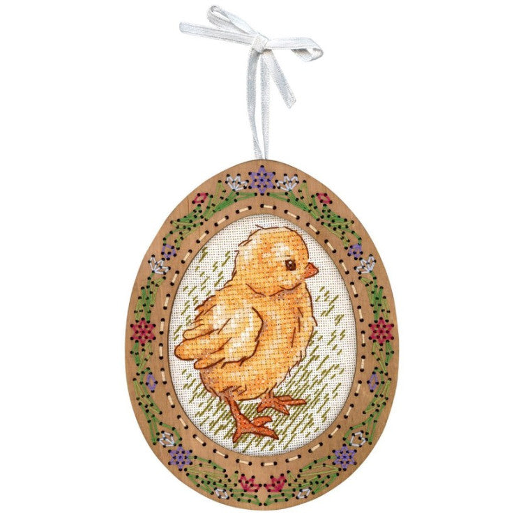 Kit de point de croix « Paseo del Pollito » SO-114 sur socle en bois