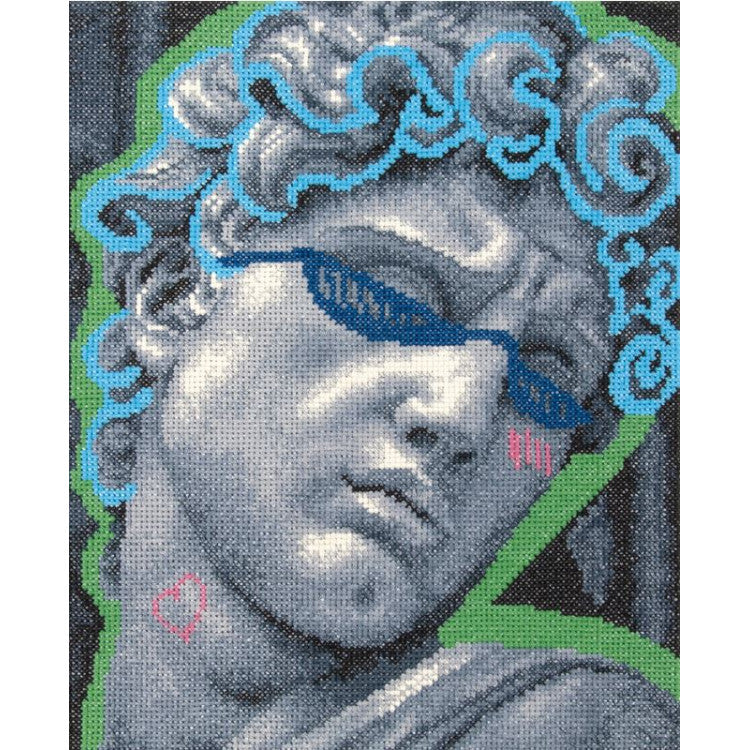 Cross Stitch Kit "David" PANNA PNK-7549 – Embroidery on clothes with soluble canvas 21x26 cm