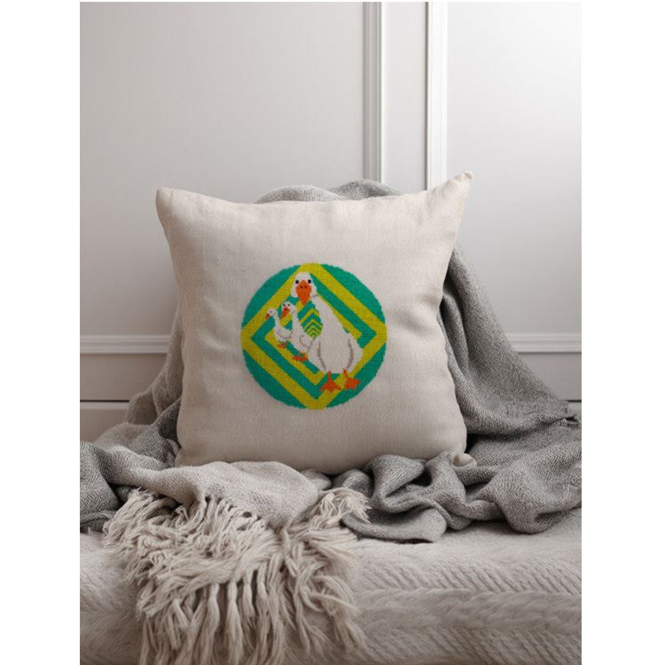 Cross Stitch Kit "Hypno Geese" PANNA PNK-7554 – Embroidery on clothes with soluble canvas 17x17 cm