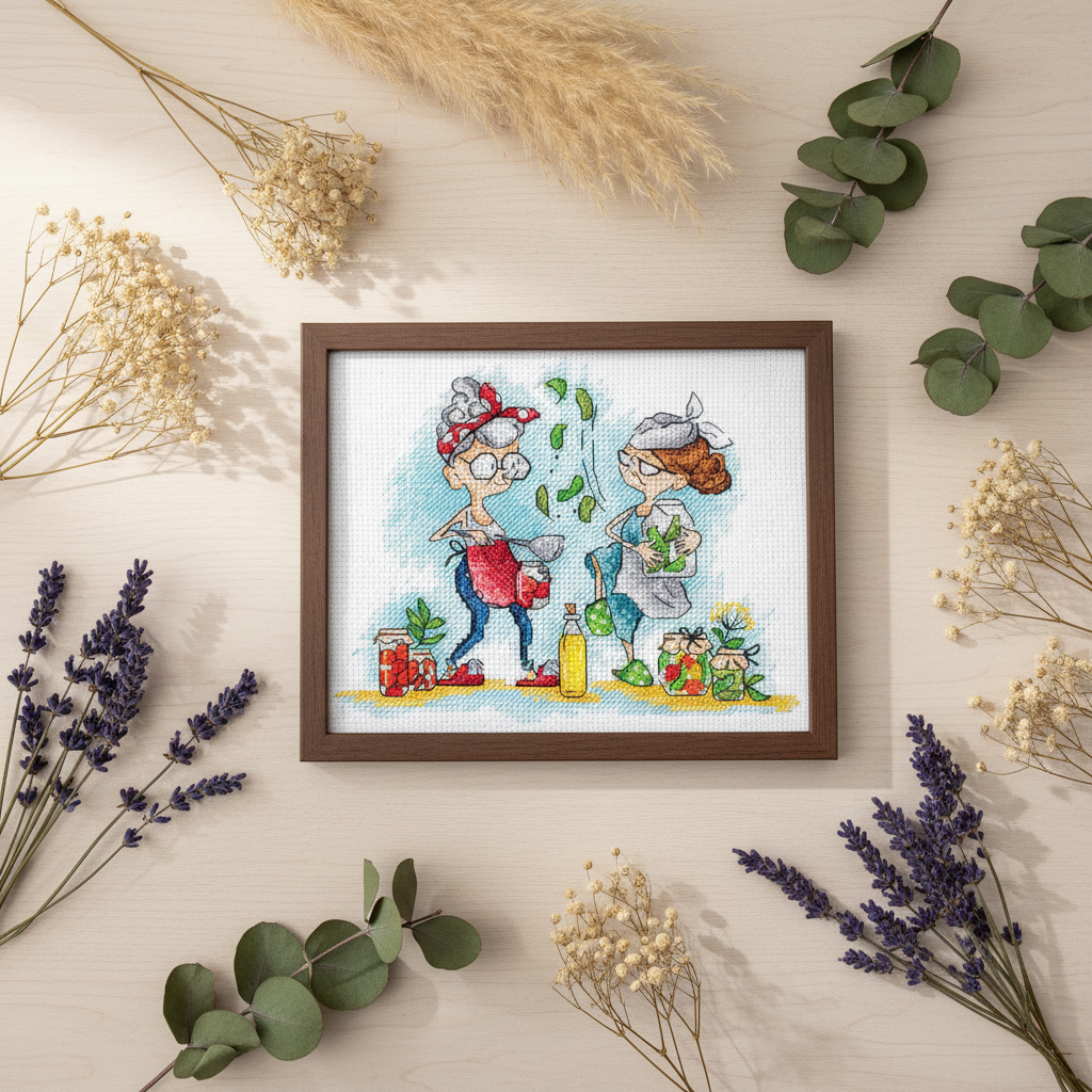 Cross stitch kit "Grandmas with Pickles" SANB-18