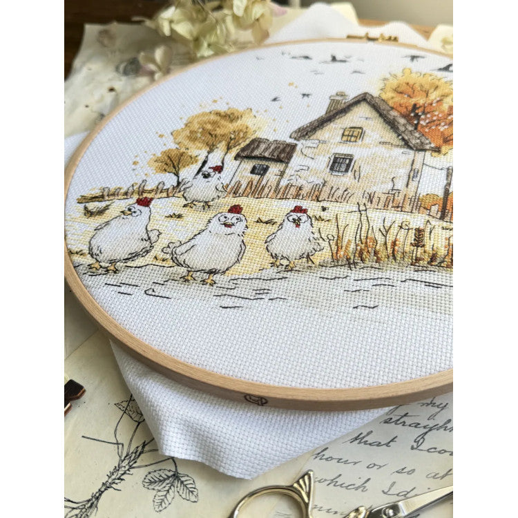 Kit de punto de cruz Andriana SANH-08 Mistresses of the Yard – Dueñas del Patio 22,5x21 cm