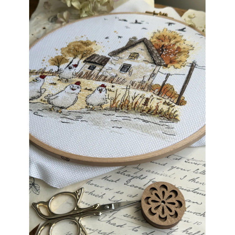 Kit de punto de cruz Andriana SANH-08 Mistresses of the Yard – Dueñas del Patio 22,5x21 cm