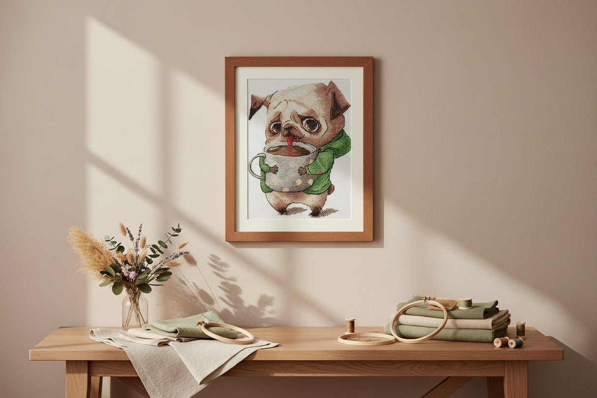 Kit de punto de cruz "Amantes del café. Doguillo" SANK-63