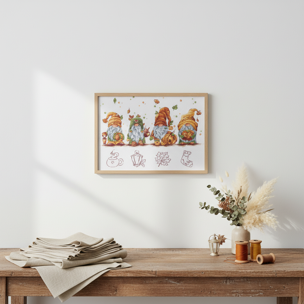 Kit de Punto de Cruz "Gnomos de Otoño" SANO-34