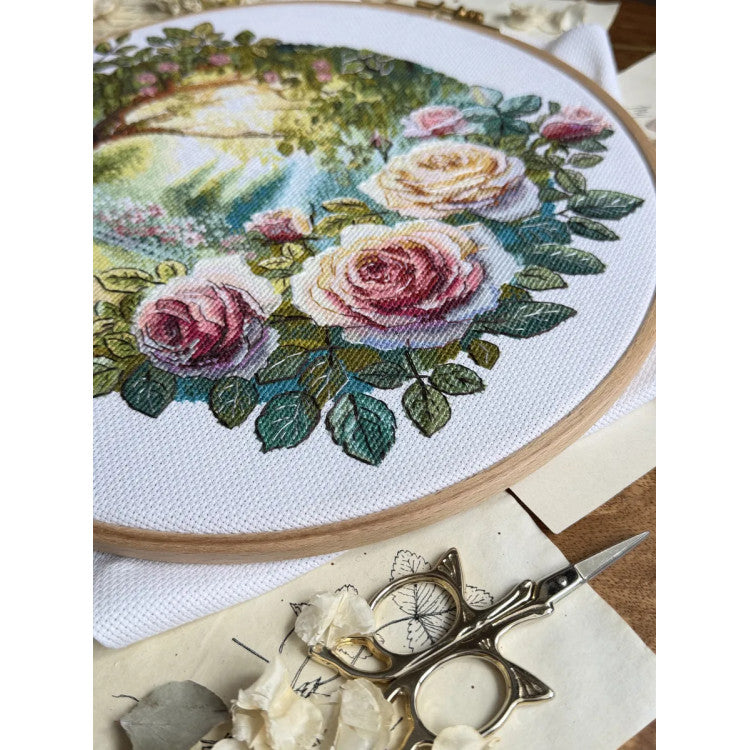 Kit de punto de cruz Andriana SANS-84 Dream Garden – Jardín de Ensueño 24x22 cm