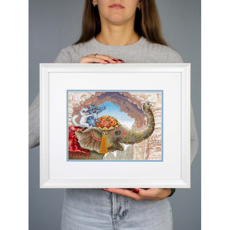 Cross Stitch Kit MP Studia Riding an Elephant SNV-1015 cats on elephant