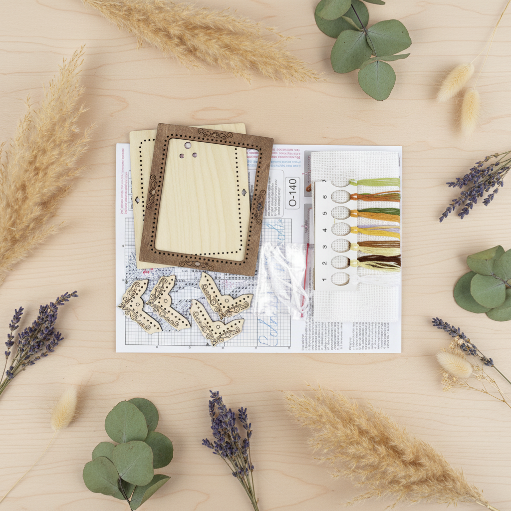 Kit de punto de cruz en base de madera Miniatura Caléndula – MP Studia SO-140