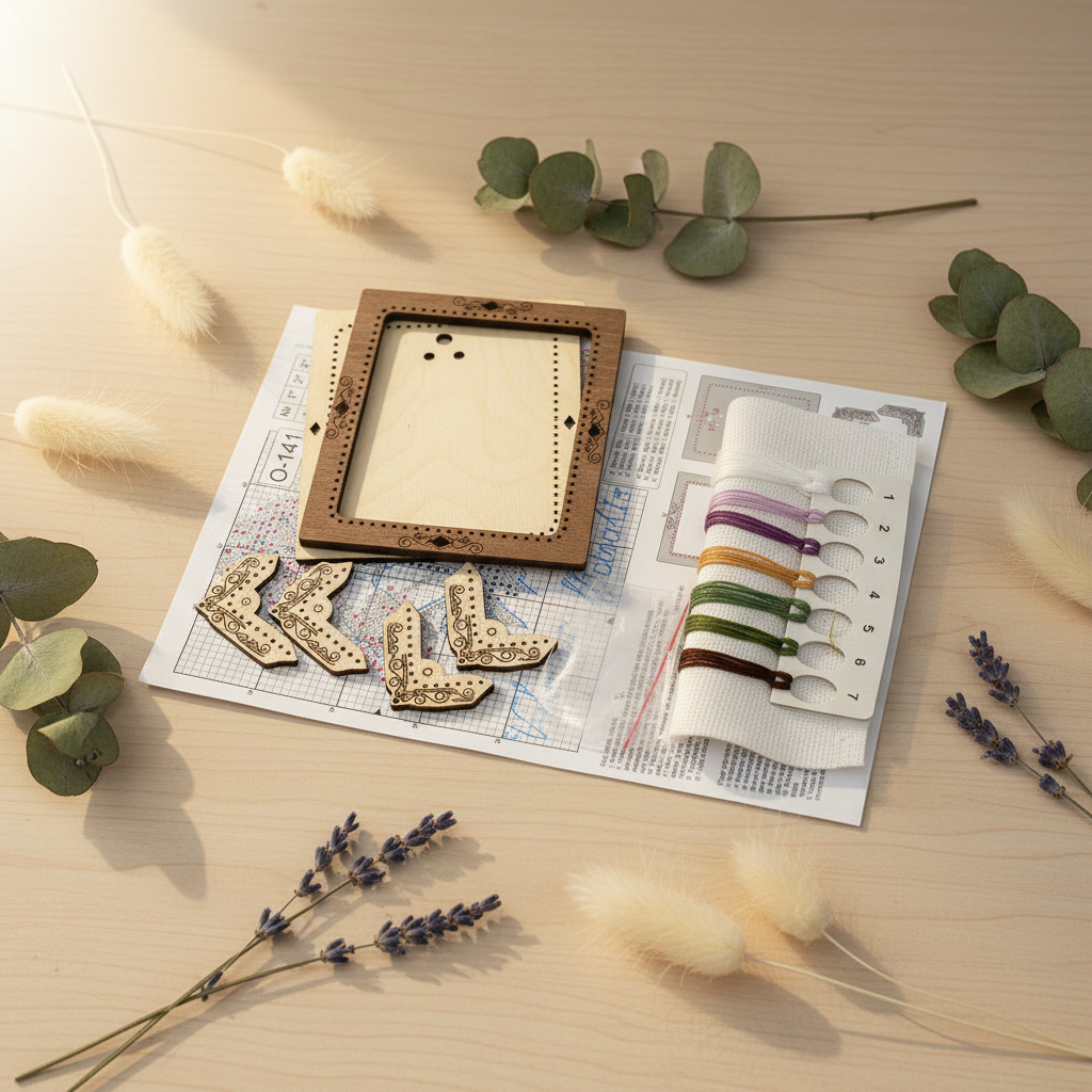 Kit de punto de cruz en base de madera Miniatura Valeriana – MP Studia SO-141