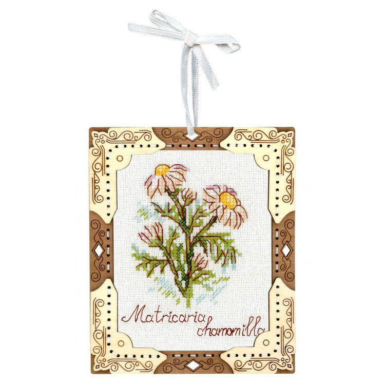 Miniature Chamomile Cross Stitch Kit on Wooden Base – MP Studia SO-142