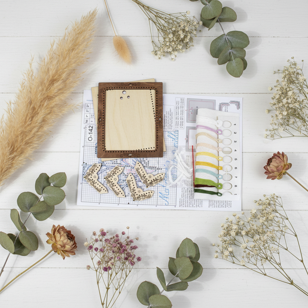 Kit de broderie au point de croix miniature Camomille sur base en bois – MP Studia SO-142