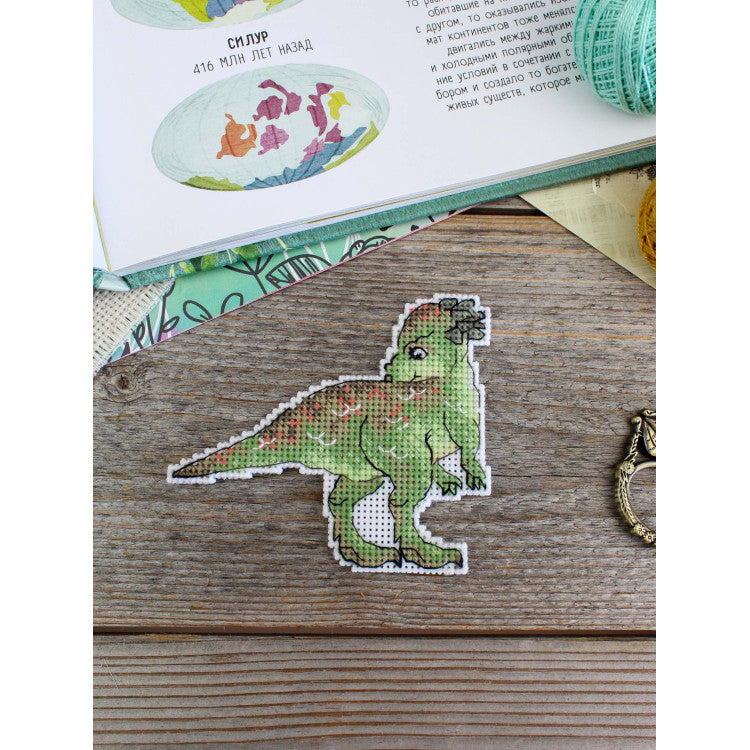 Kit de punto de cruz MP Studia SR-1339 – Dinosaurs. Pachycephalosaurus, paquicefalosaurio
