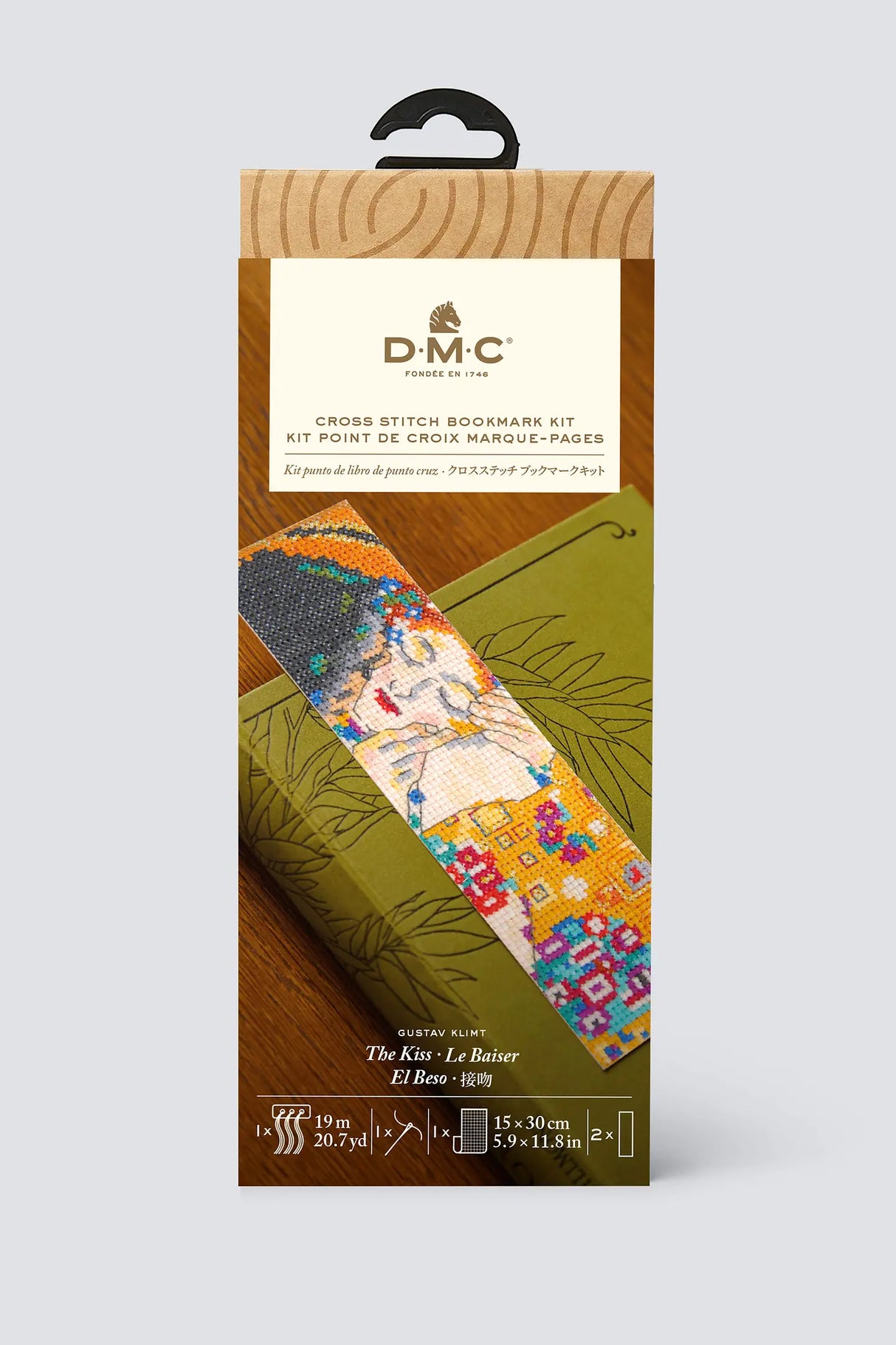 El Beso de Gustav Klimt – Kit Marcapáginas de Punto de Cruz Avanzado DMC BK1999