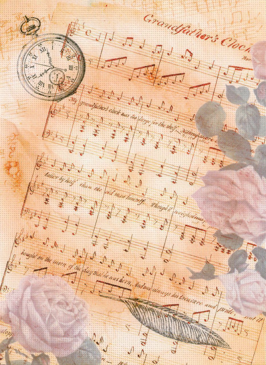 Tela Aida 18 Ct. con Diseño Vintage "Recuerdos Musicales" SKD-212 de MP-Studia