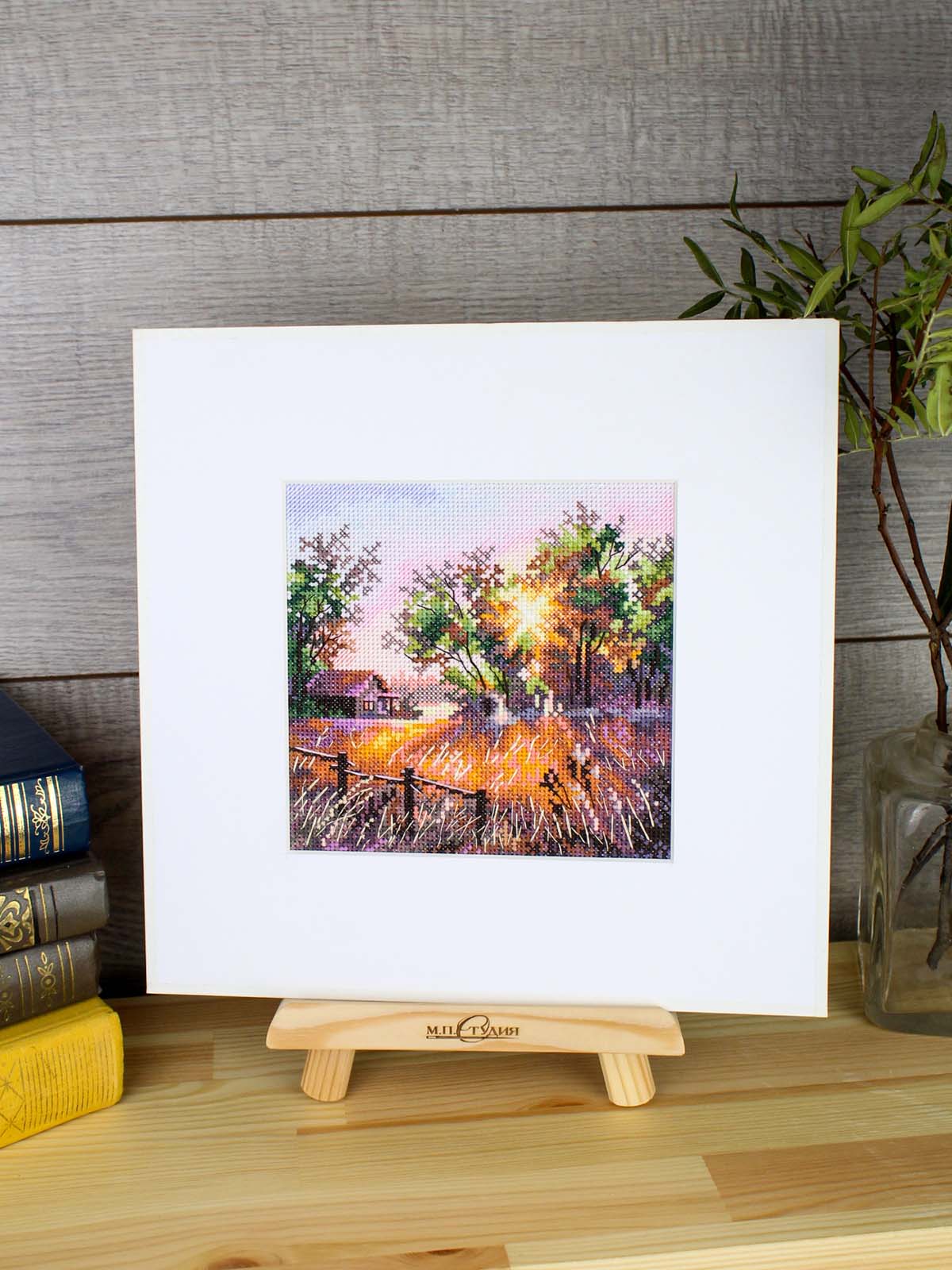 Cross Stitch Kit "Harmony of Nature" MP Studia SNV-1019 - Forest landscape 14x14 cm Aida 16 ct