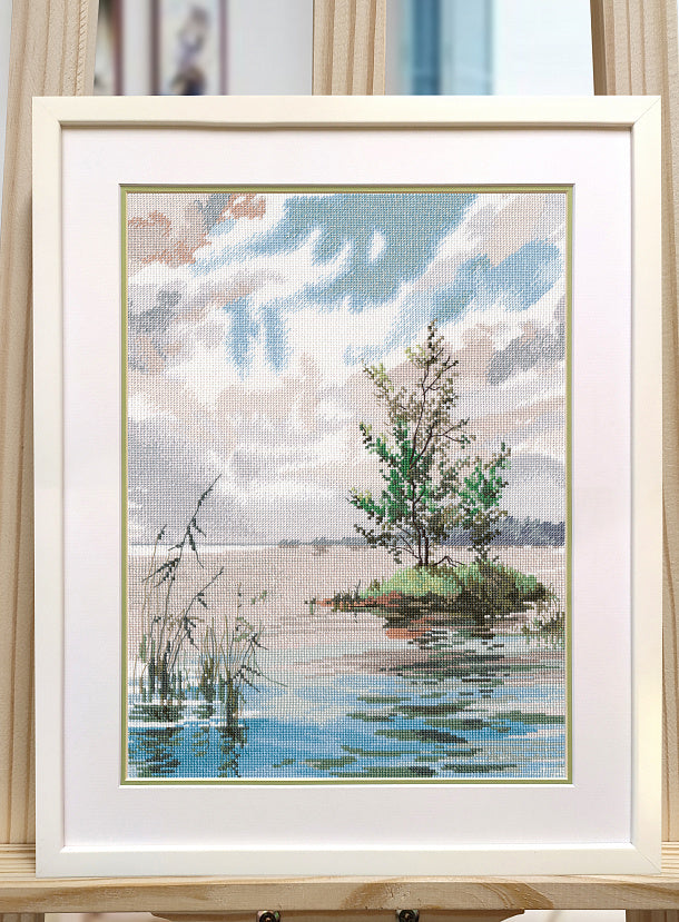 Kit de Punto de Cruz "Reflejo" Oven 1649 – Paisaje Natural