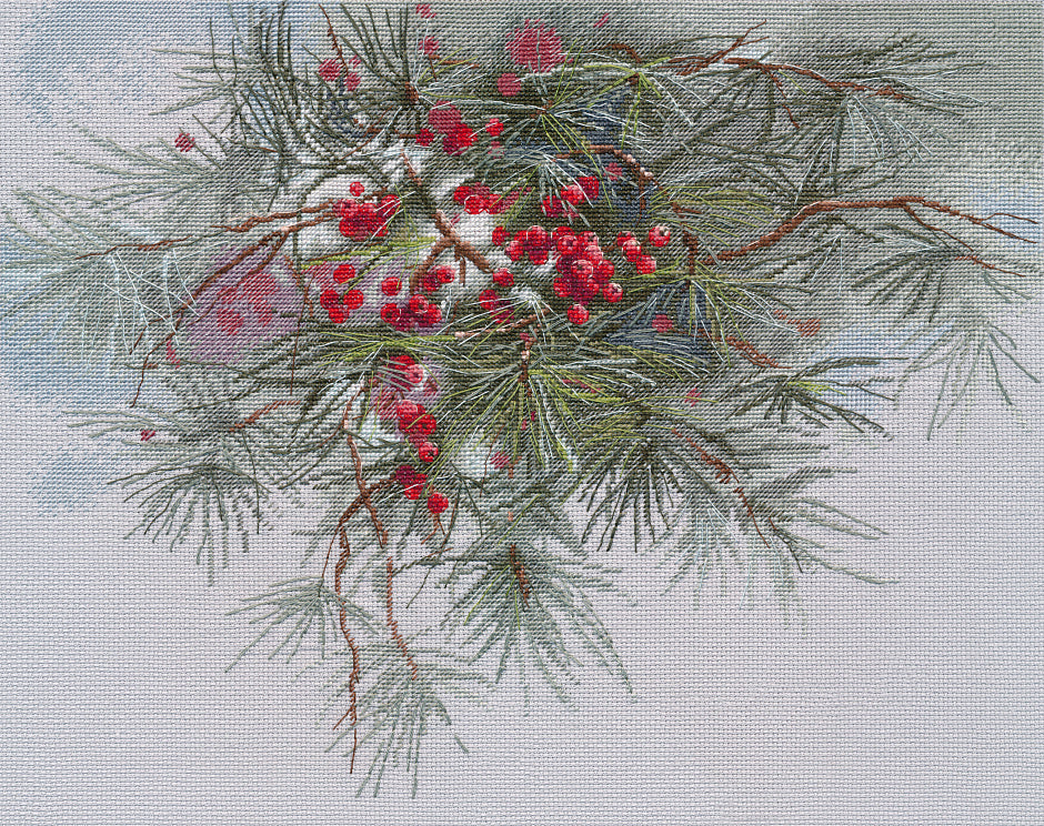 Kit de Punto de Cruz "Invierno, Año Nuevo..." Oven 1652 – Diseño Navideño Natural