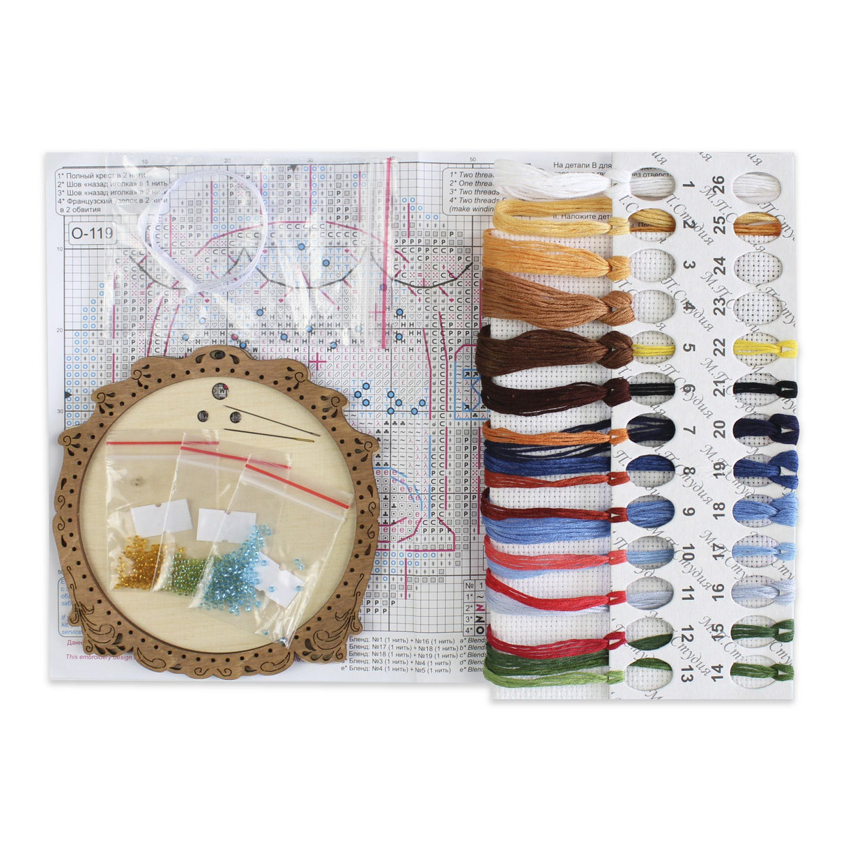 Cross-stitch kit on wooden base "Miniature. Winter behind the window" SO-119 MP Studia