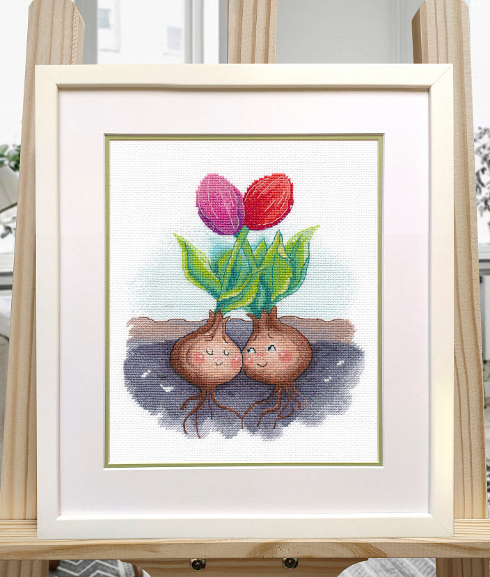 Kit de punto de cruz "Tulipanes Enamorados" 1594