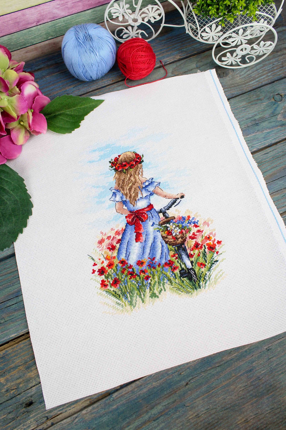 Vista adicional de Kit de punto de cruz MP Studia SNV-848 – Sueños de amapola 23x16 cm