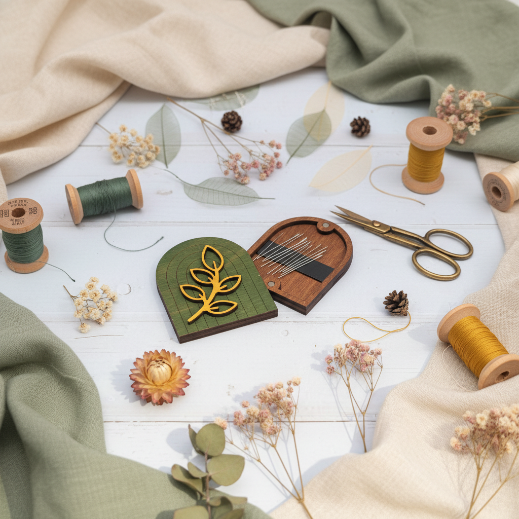 Caisse en bois pour aiguilles. Boho Marron KF056/111B par Wizardi