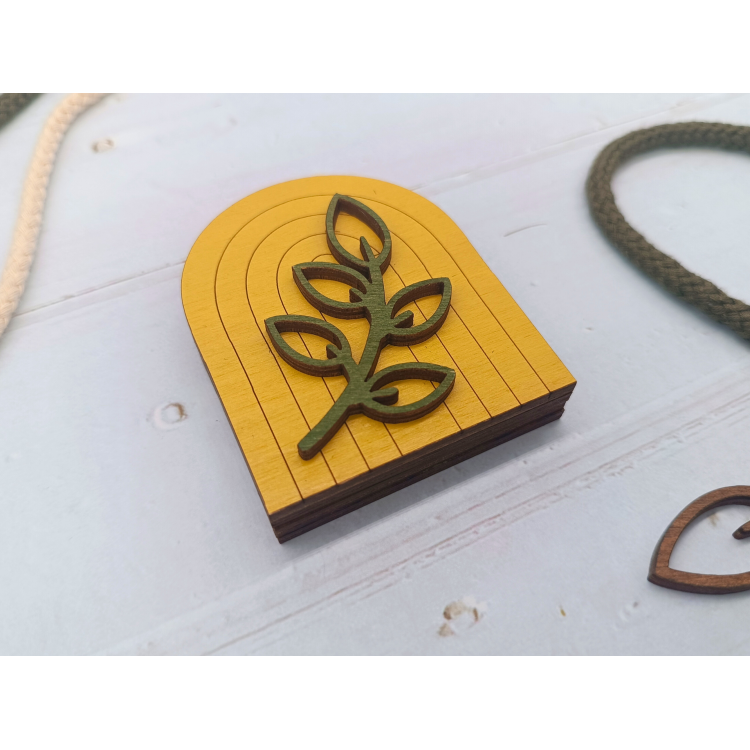 Wooden Needle Case. Boho Yellow KF056/111Y by Wizardi