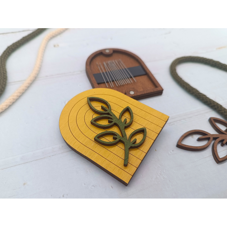 Wooden Needle Case. Boho Yellow KF056/111Y by Wizardi