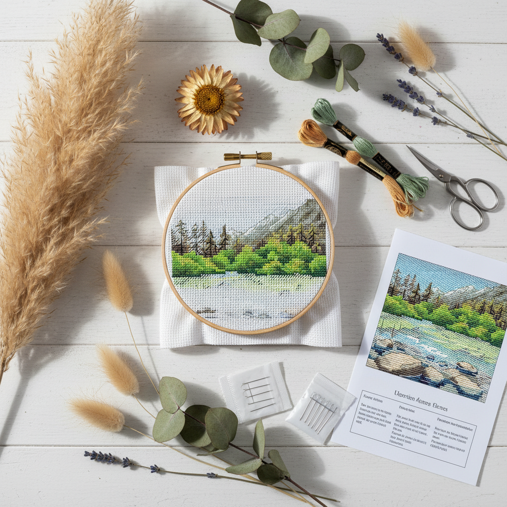 MP Studia Cross Stitch Kit - "Mountain Lake" (SM-996)