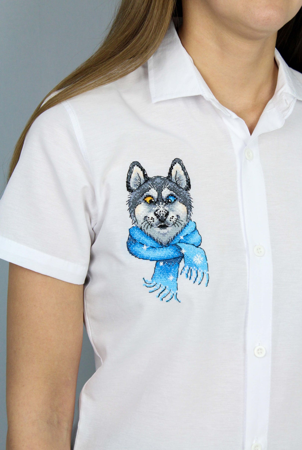 Kit de broderie au point de croix « Husky drôle » SV-1035 – Style broderie sur vêtements