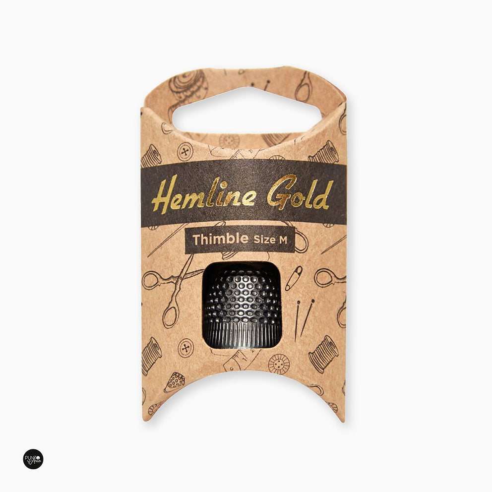 Dedal de Metal Negro Hemline Gold: Comodidad y Precisión en tus Costuras