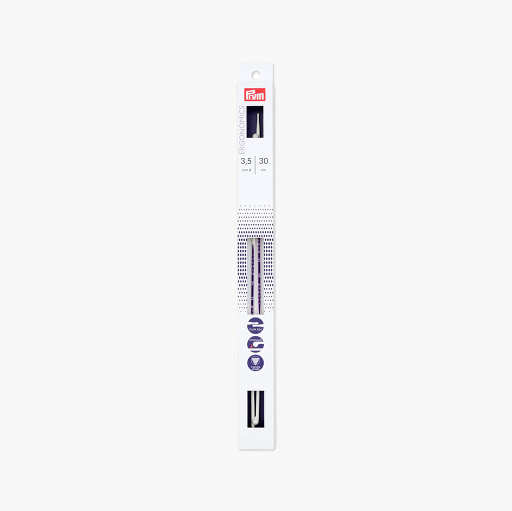 Agujas de Tricotar Ergonómicas 30cm Prym con Cabezales de Click para Trabajar con Comodidad y Precisión