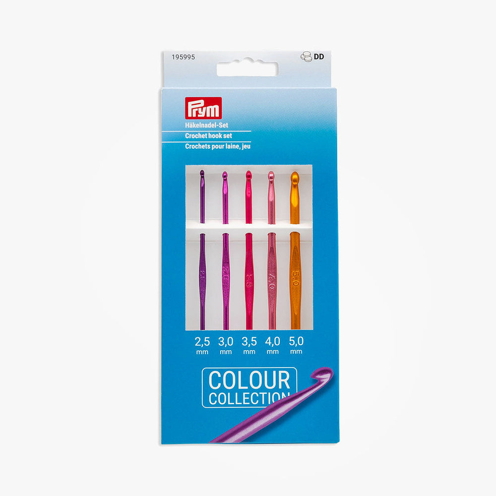 Set de Ganchillos de Aluminio Coloured 2.5 - 5 mm Prym 195995 para Proyectos de Lana