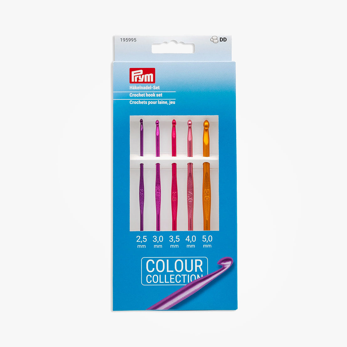 Set de Ganchillos de Aluminio Coloured 2.5 - 5 mm Prym 195995 para Proyectos de Lana