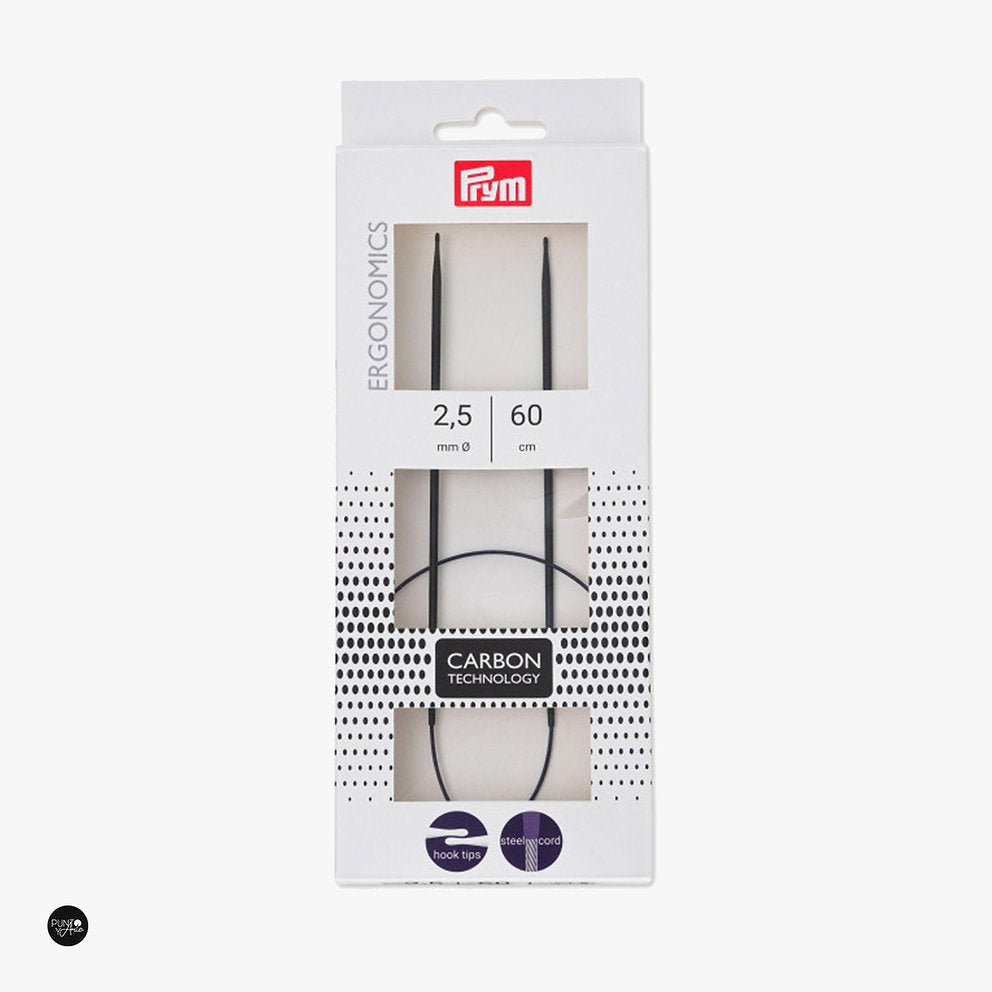 2.5 mm Aguja de Tricot Circular Ergonómica Carbon - Prym