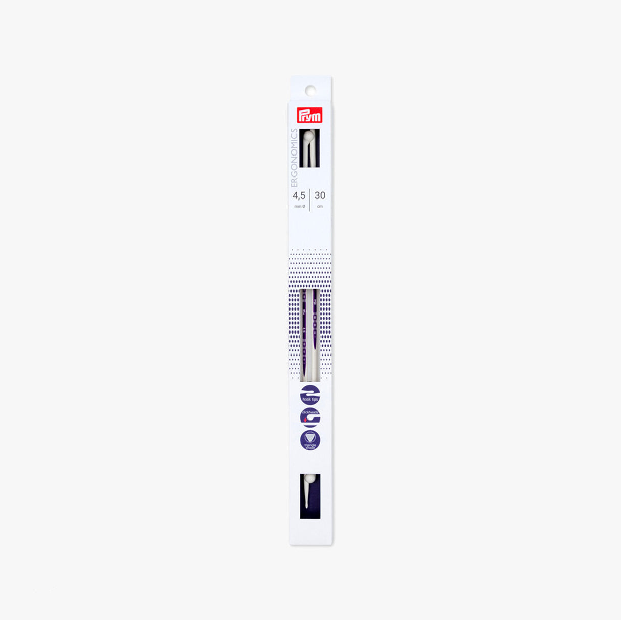 Agujas de Tricotar Ergonómicas 30cm Prym con Cabezales de Click para Trabajar con Comodidad y Precisión