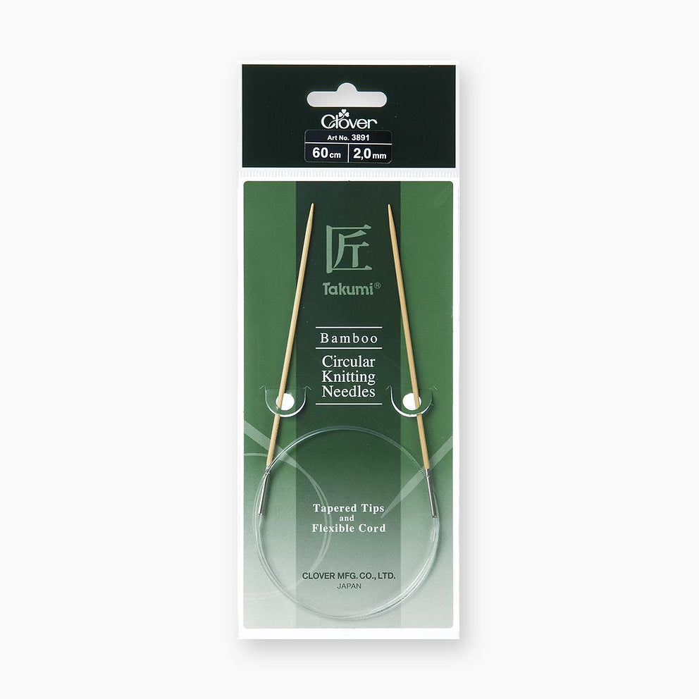 Agujas Circulares de Bambú Takumi de 60 cm de Clover - Tejido de Precisión y Comodidad