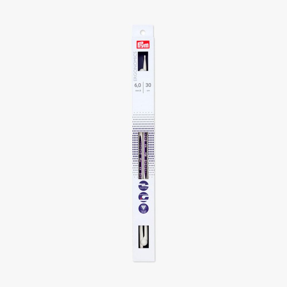 Agujas de Tricotar Ergonómicas 30cm Prym con Cabezales de Click para Trabajar con Comodidad y Precisión