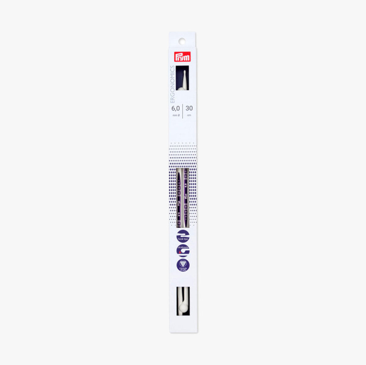 Agujas de Tricotar Ergonómicas 30cm Prym con Cabezales de Click para Trabajar con Comodidad y Precisión