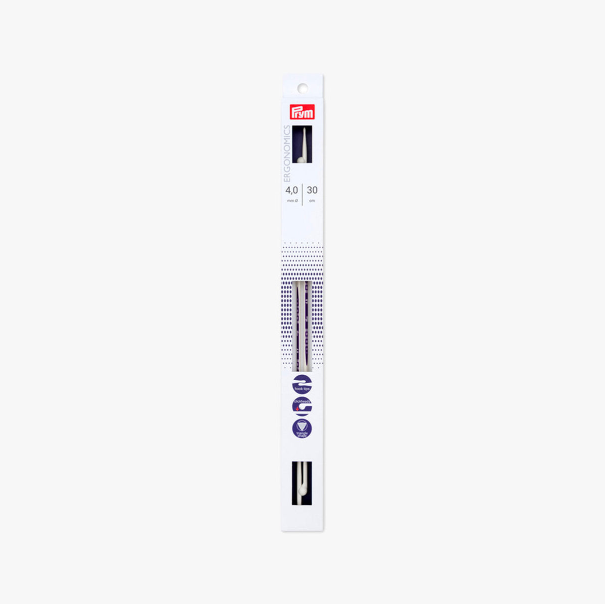 Agujas de Tricotar Ergonómicas 30cm Prym con Cabezales de Click para Trabajar con Comodidad y Precisión