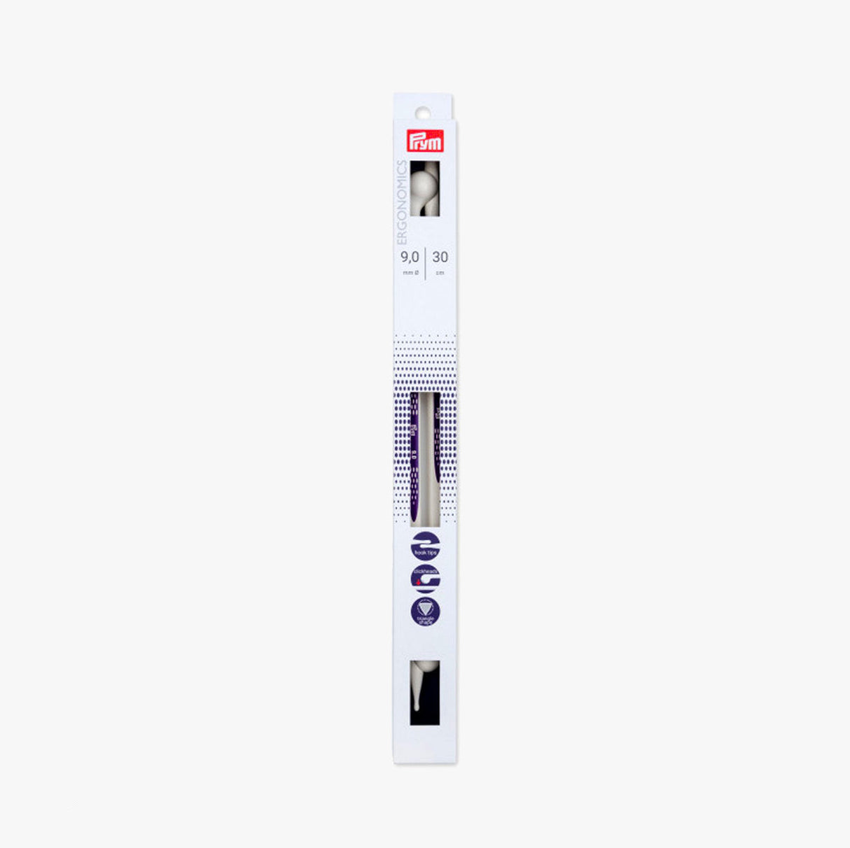 Agujas de Tricotar Ergonómicas 30cm Prym con Cabezales de Click para Trabajar con Comodidad y Precisión