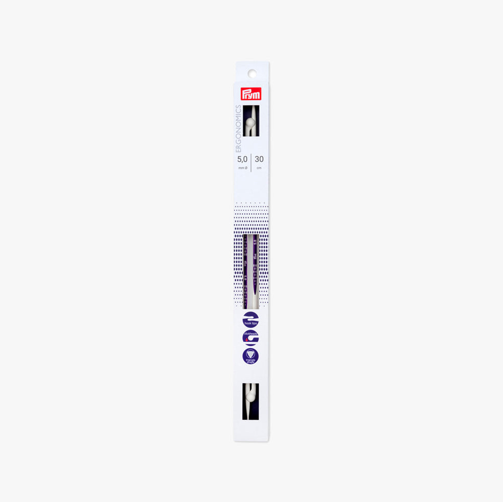 Agujas de Tricotar Ergonómicas 30cm Prym con Cabezales de Click para Trabajar con Comodidad y Precisión
