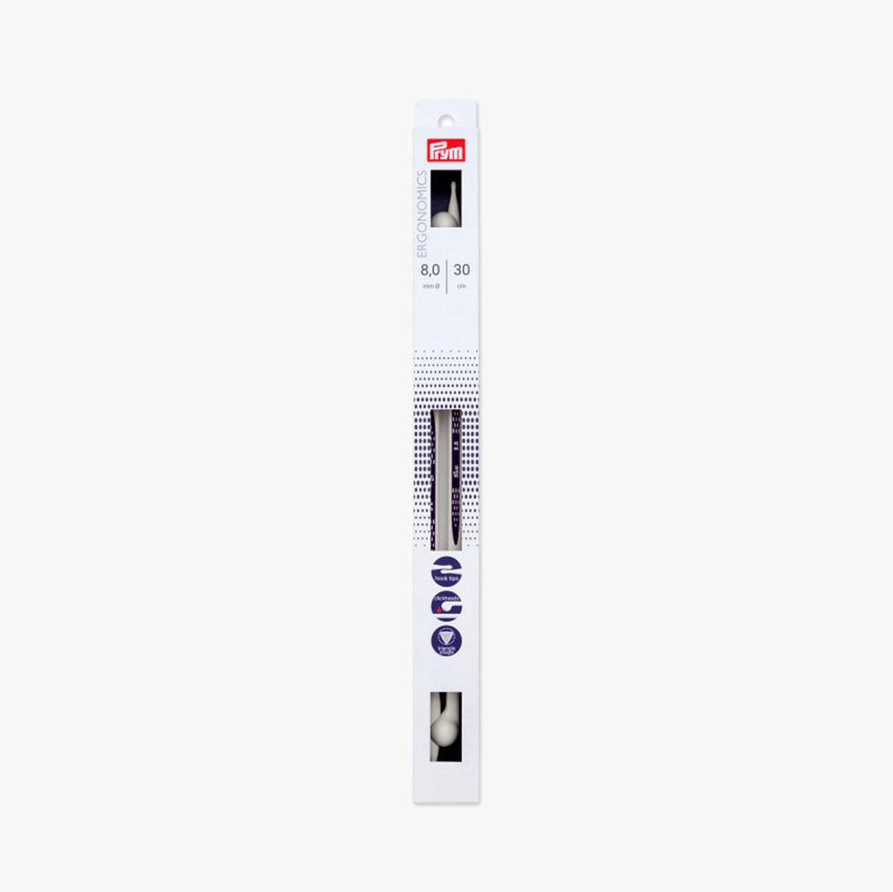 Agujas de Tricotar Ergonómicas 30cm Prym con Cabezales de Click para Trabajar con Comodidad y Precisión