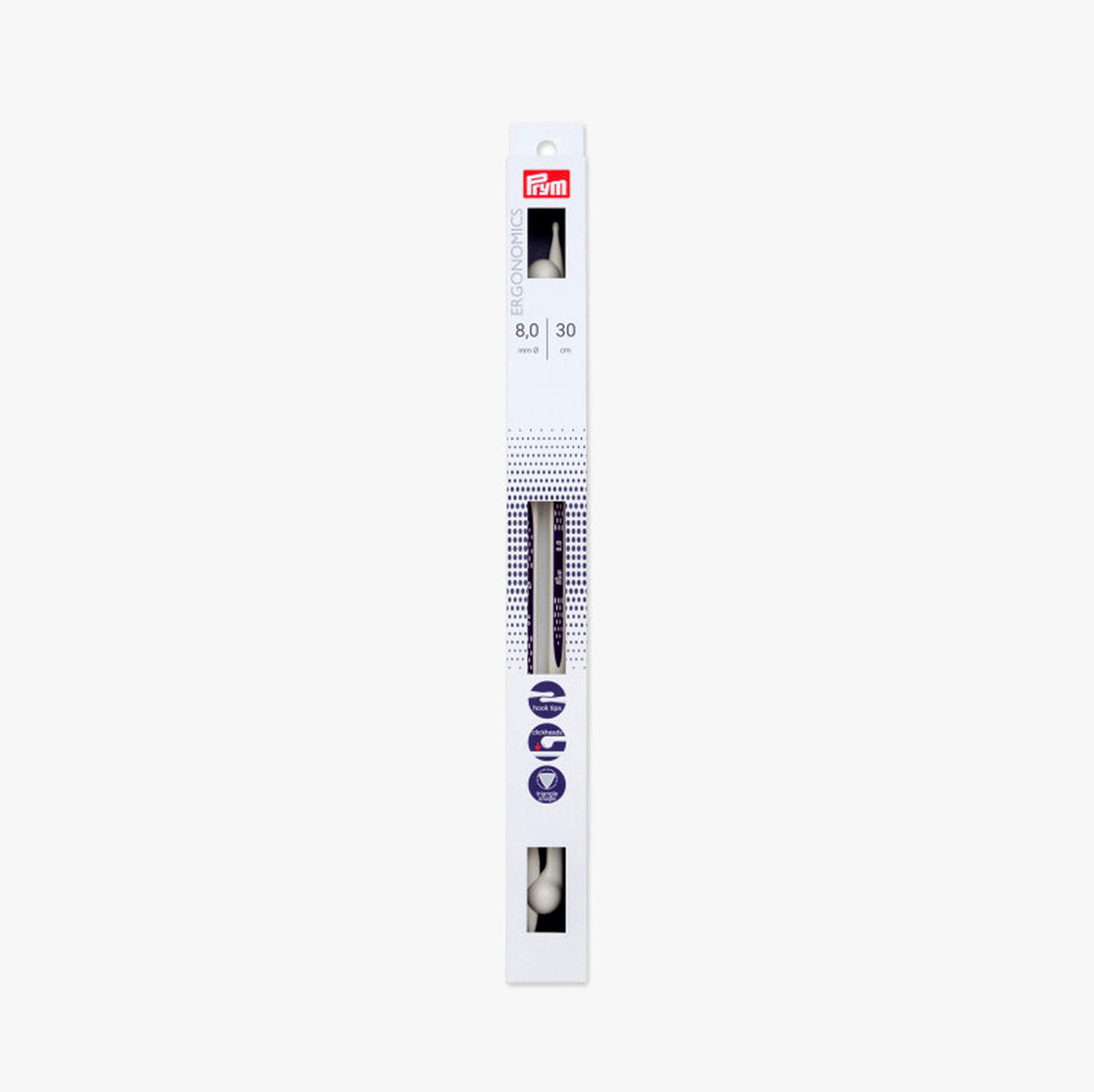 Agujas de Tricotar Ergonómicas 30cm Prym con Cabezales de Click para Trabajar con Comodidad y Precisión