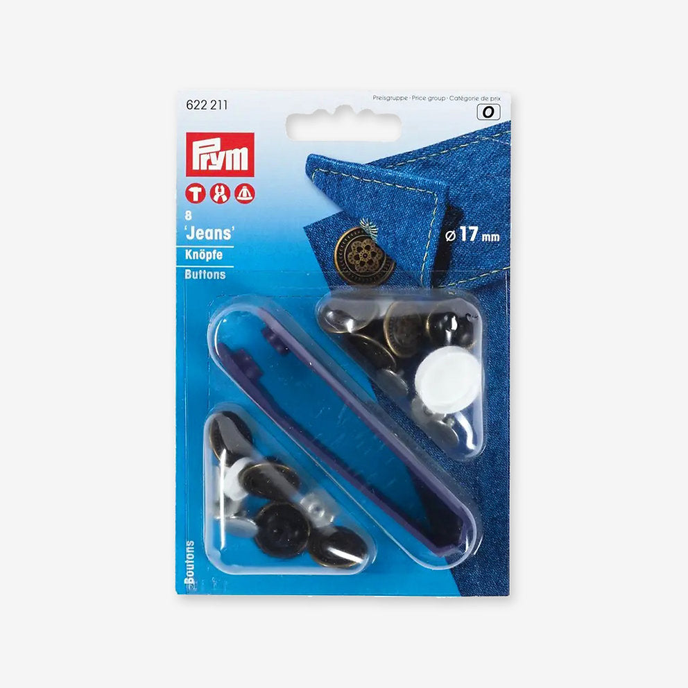 Boutons de jeans sans couture Prym 17 mm : style et durabilité pour vos vêtements en jean
