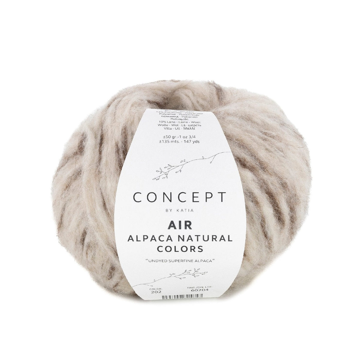 Katia Air Alpaca Natural Colors : Laine non teinte à effet brossé pour des créations uniques