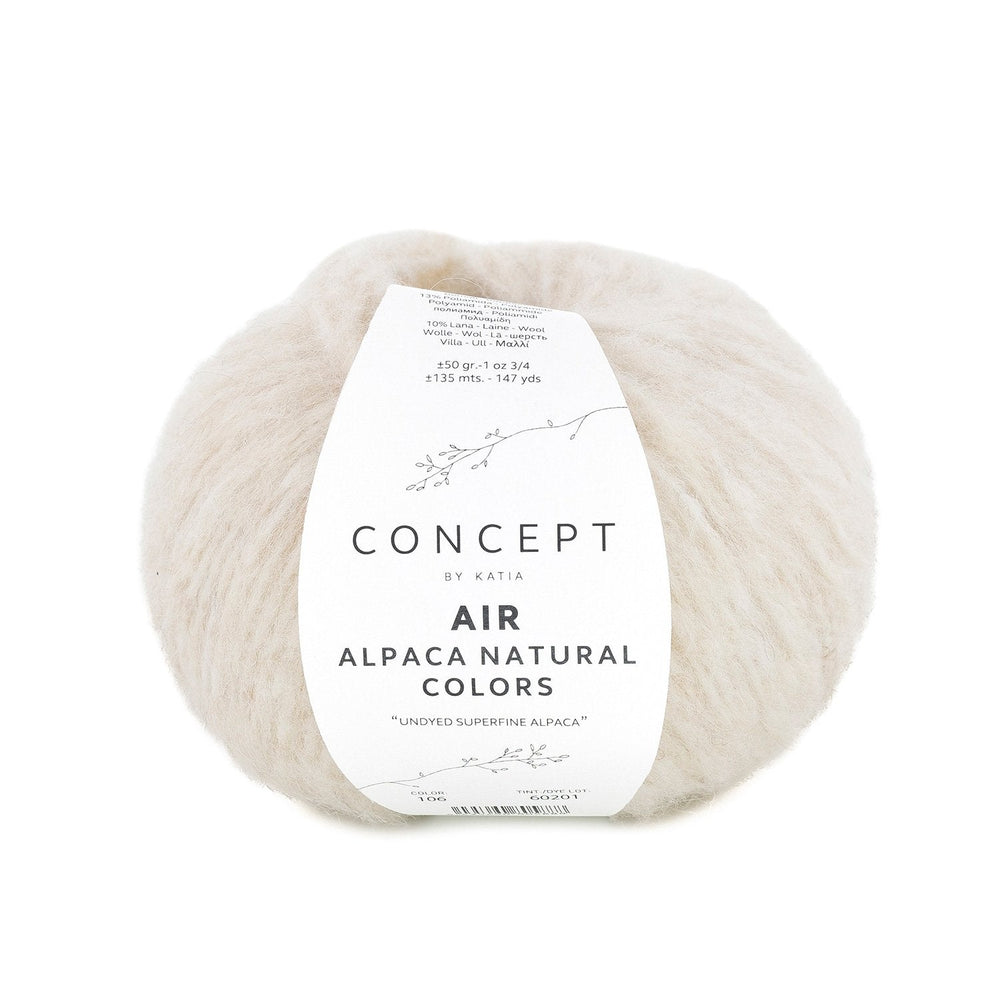 Katia Air Alpaca Natural Colors : Laine non teinte à effet brossé pour des créations uniques