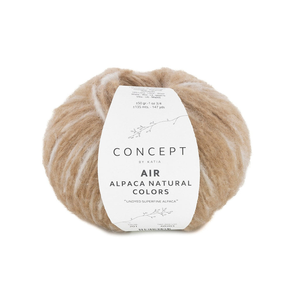 Katia Air Alpaca Natural Colors : Laine non teinte à effet brossé pour des créations uniques