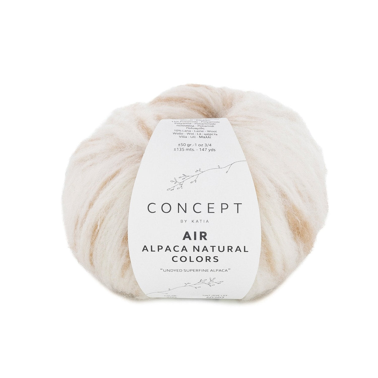 Katia Air Alpaca Natural Colors : Laine non teinte à effet brossé pour des créations uniques