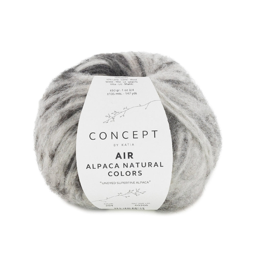 Katia Air Alpaca Natural Colors : Laine non teinte à effet brossé pour des créations uniques